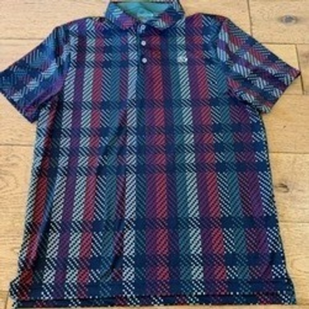 Good Good Pr Plaid Golf Polo Shirt Medium Multicolor Stretch (1748)